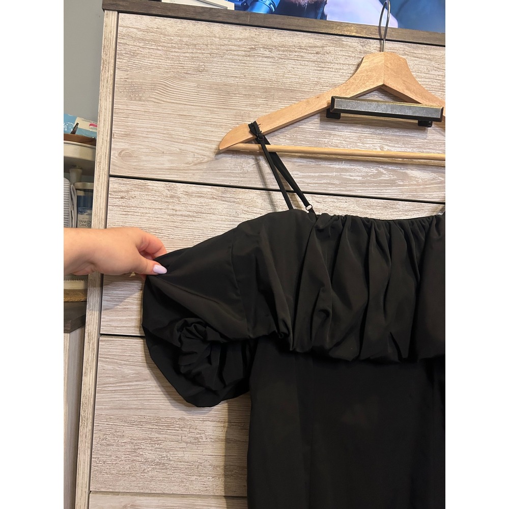 A New Day Black Off The Shoulder Puff Sleeve Mini Dress NWT Size 4 - Picture 3 of 6